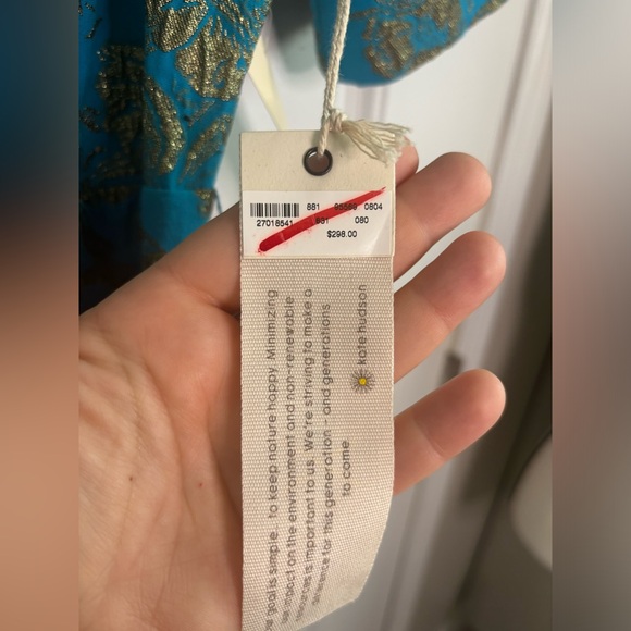 NWT Happy Nature Puff Sleeve Surplice V-Neck Belted Jumpsuit Blue Women's Size 8 - Picture 6 of 9